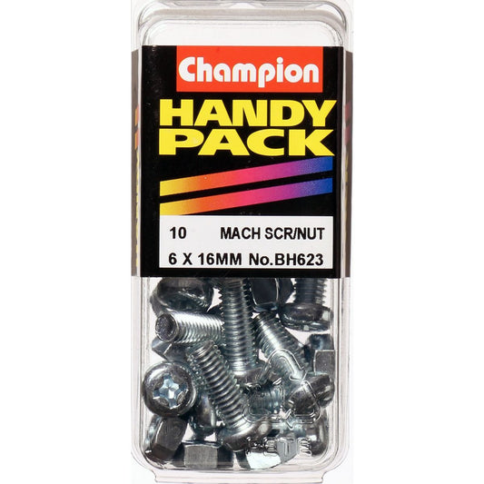 Champion Machine Screw & Nut Pan Phillips M6 x 16mm Zinc Plated - BH623