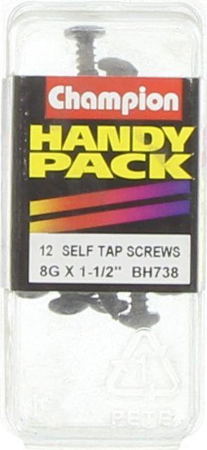 Champion Self Tapper Screw Pan Phillips 4.2 x 38mm Black - BH738