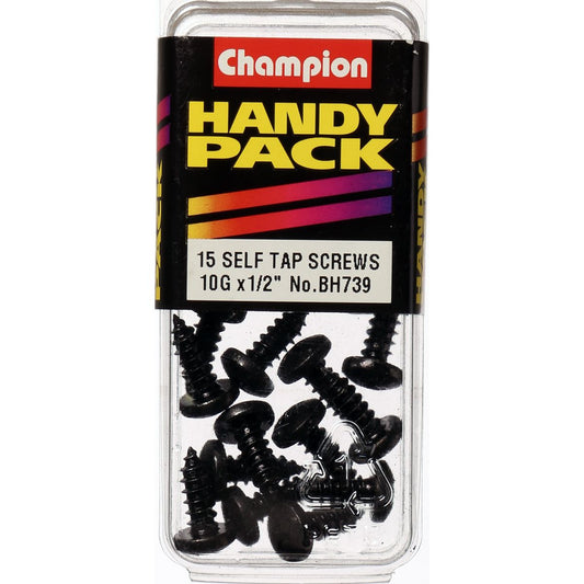 Champion Self Tapper Screw Pan Phillips 4.8 x 13mm Black - BH739