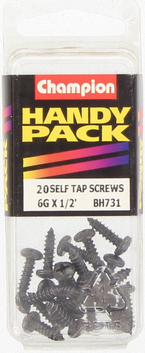 Champion Self Tapper Screw Pan Phillips 3.5 x 13mm Black - BH731
