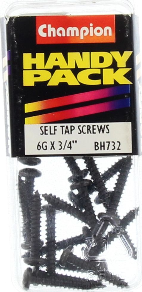 Champion Self Tapper Screw Pan Phillips 3.5 x 19mm Black - BH732