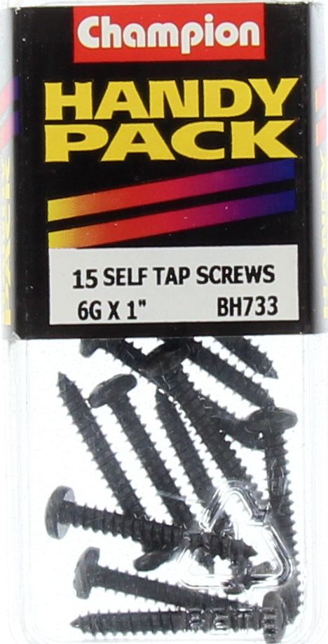 Champion Self Tapper Screw Pan Phillips 3.5 x 25mm Black - BH733