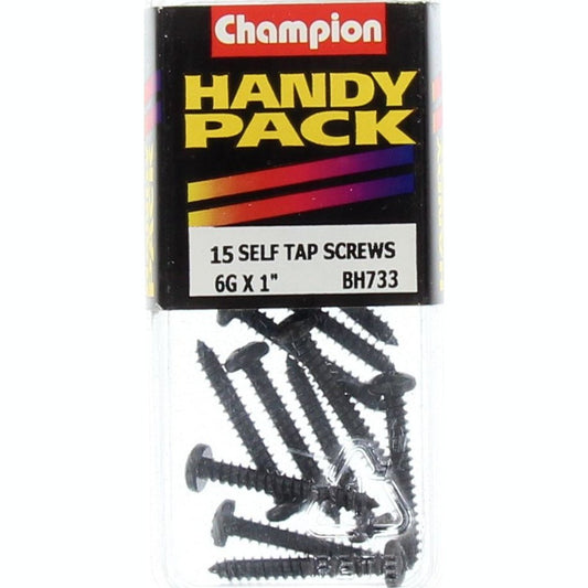 Champion Self Tapper Screw Pan Phillips 3.5 x 25mm Black - BH733