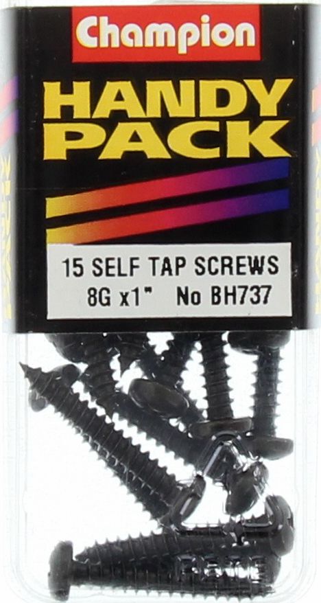 Champion Self Tapper Screw Pan Phillips 4.2 x 25mm Black - BH737