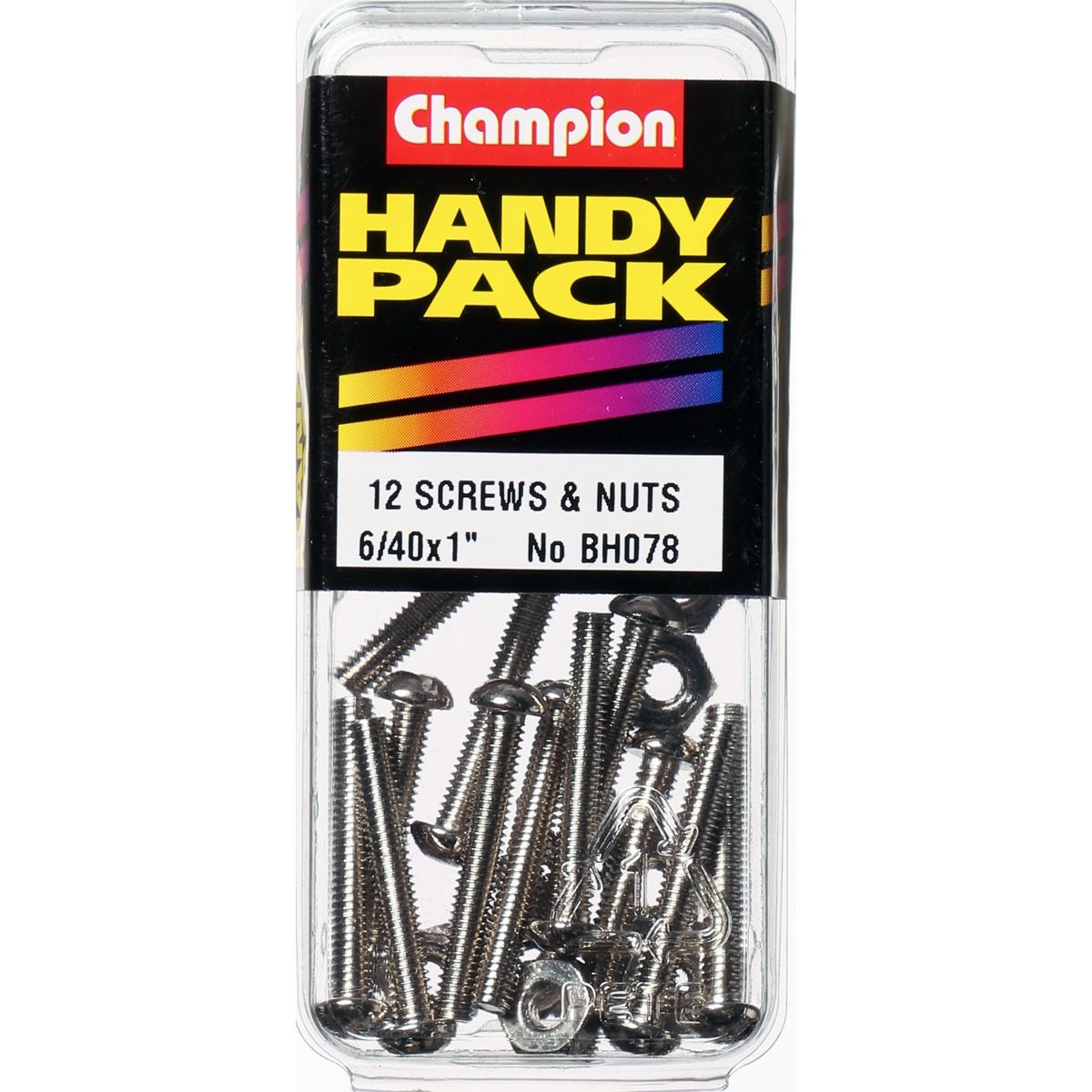 Champion Machine Screw & Nut Pan Slot 6/40in x 1in Nickel Plated - BH078