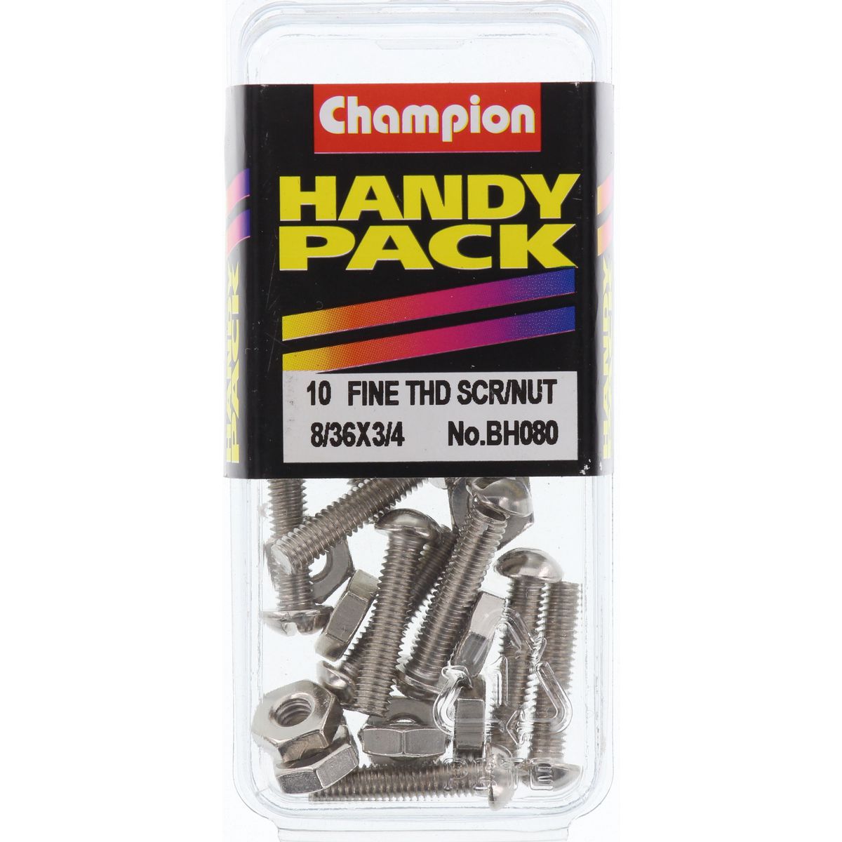 Champion Machine Screw & Nut Pan Slot 8/36in x 3/4in Nickel Plated - BH080