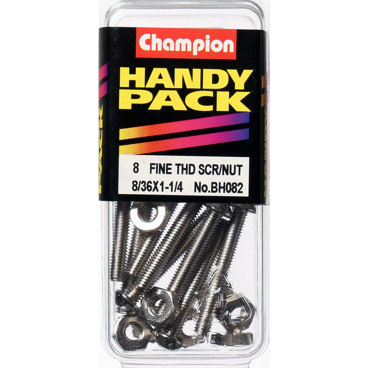 Champion Machine Screw & Nut Pan Slot 8/36in x 1 1/4in Nickel Plated - BH082
