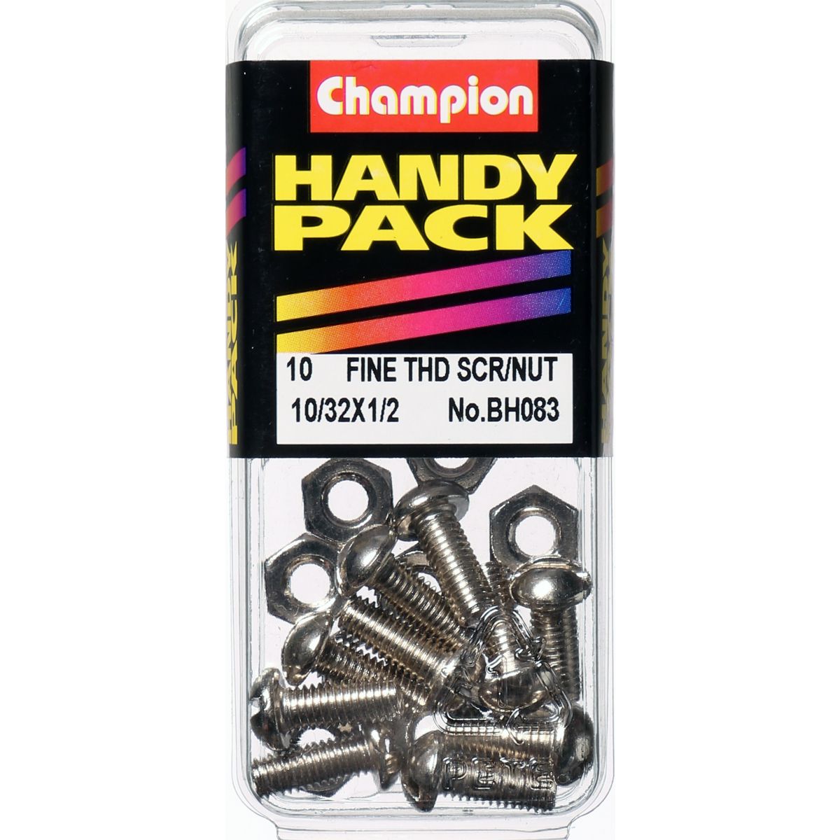 Champion Machine Screw & Nut Pan Slot 10/32in x 1/2in Nickel Plated - BH083