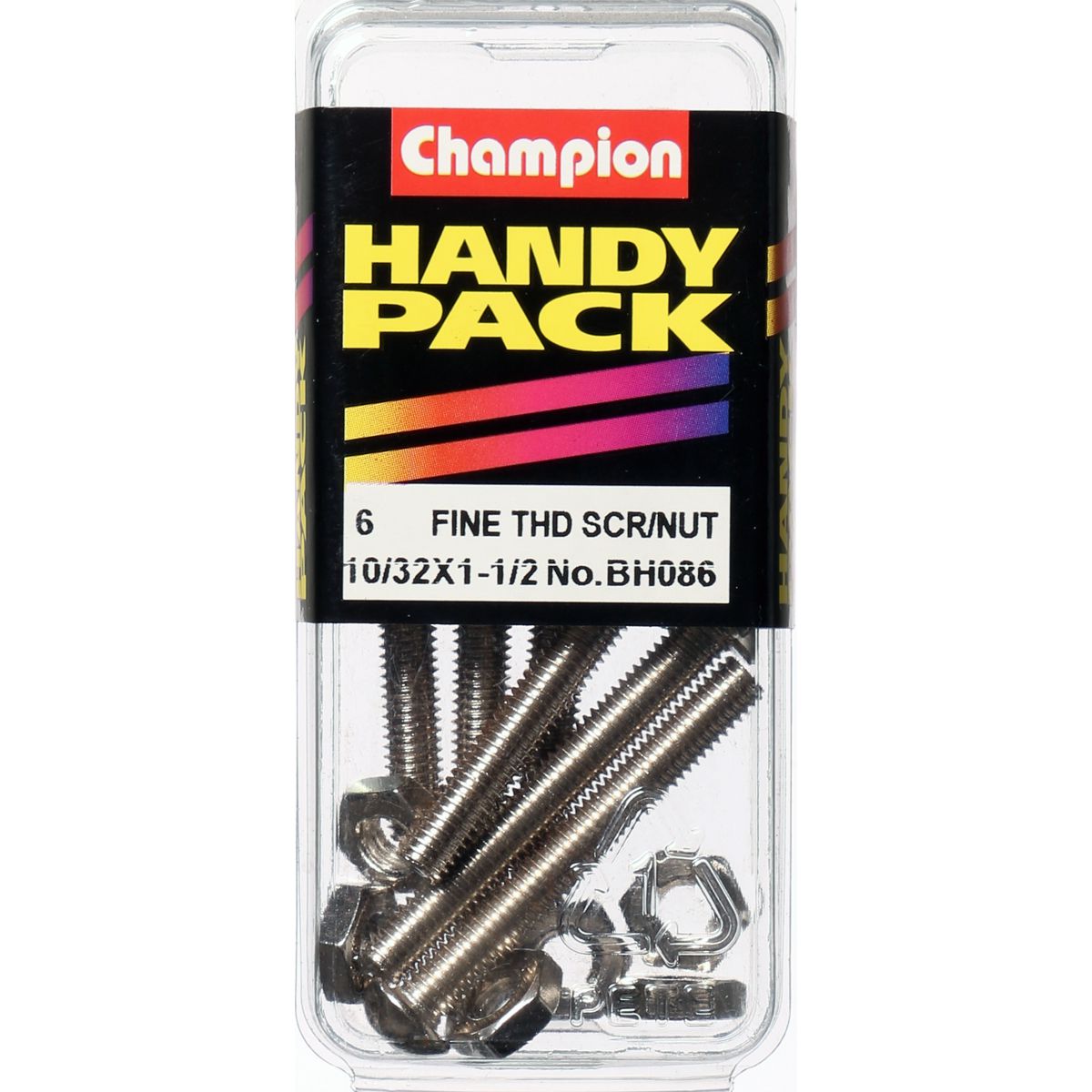 Champion Machine Screw & Nut Pan Slot 10/32in x 1 1/2in Nickel Plated - BH086