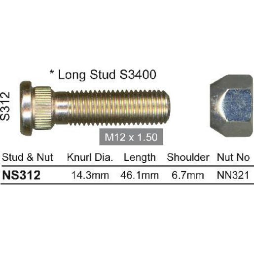 Nice Products Wheel Nut & Stud - NS312