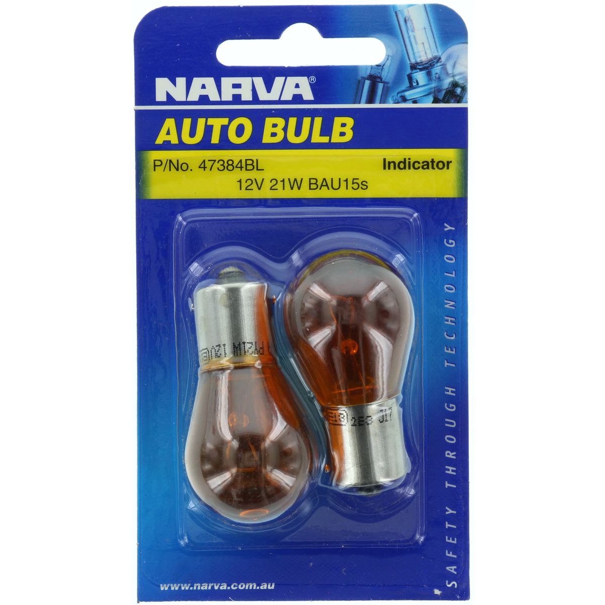 Narva PY21W Bayonet BAU15s Amber Globe 12V 21W - 47384BL