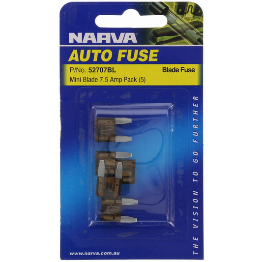 Narva Mini Blade Fuse 7.5A Brown 5 Pack - 52707BL