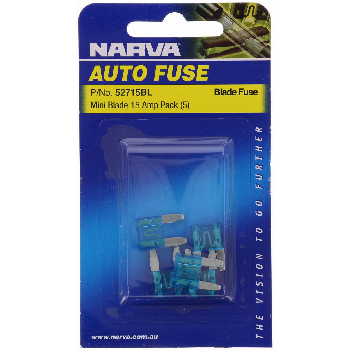 Narva Mini Blade Fuse 15A Cyan 5 Pack - 52715BL