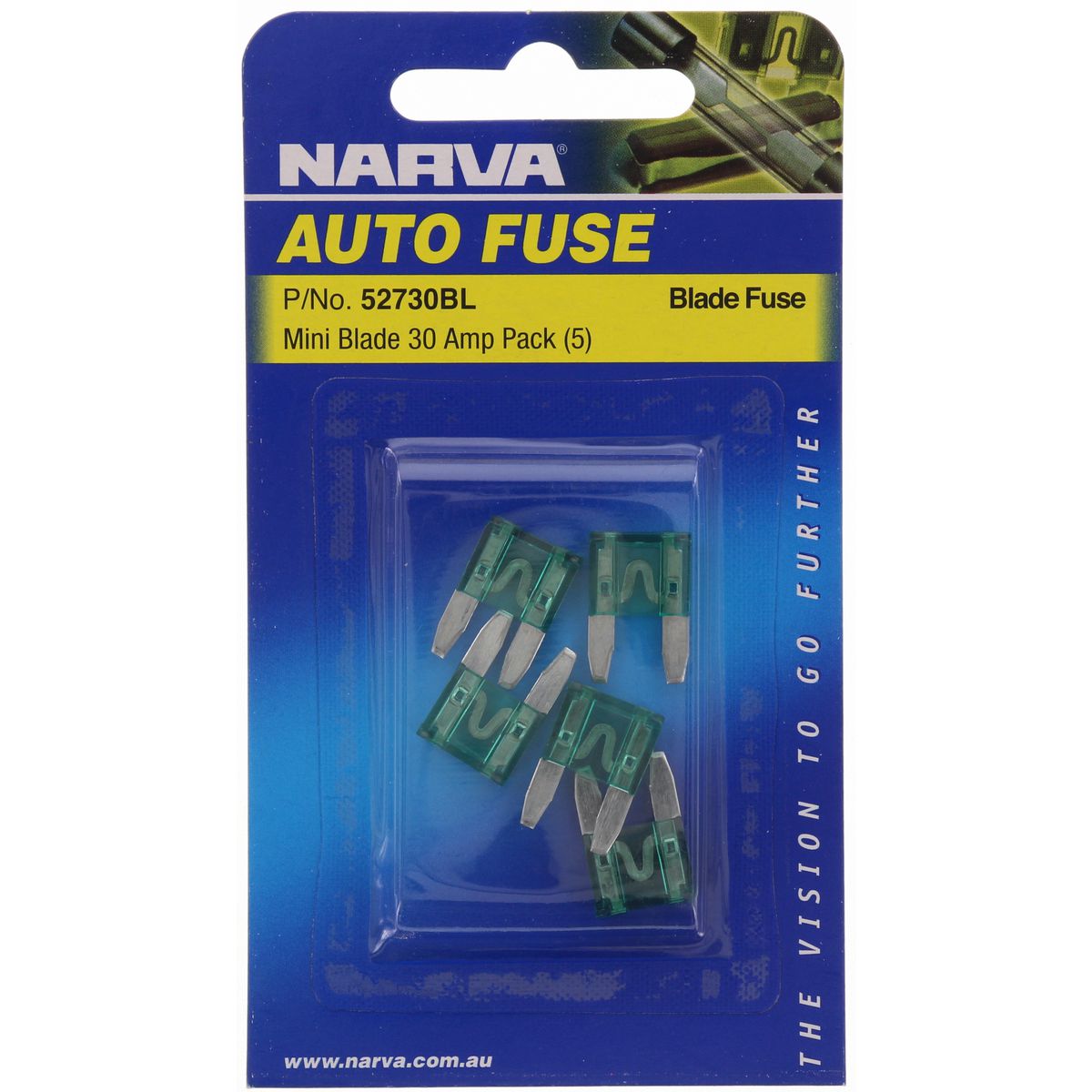 Narva Mini Blade Fuse 30A Green 5 Pack - 52730BL