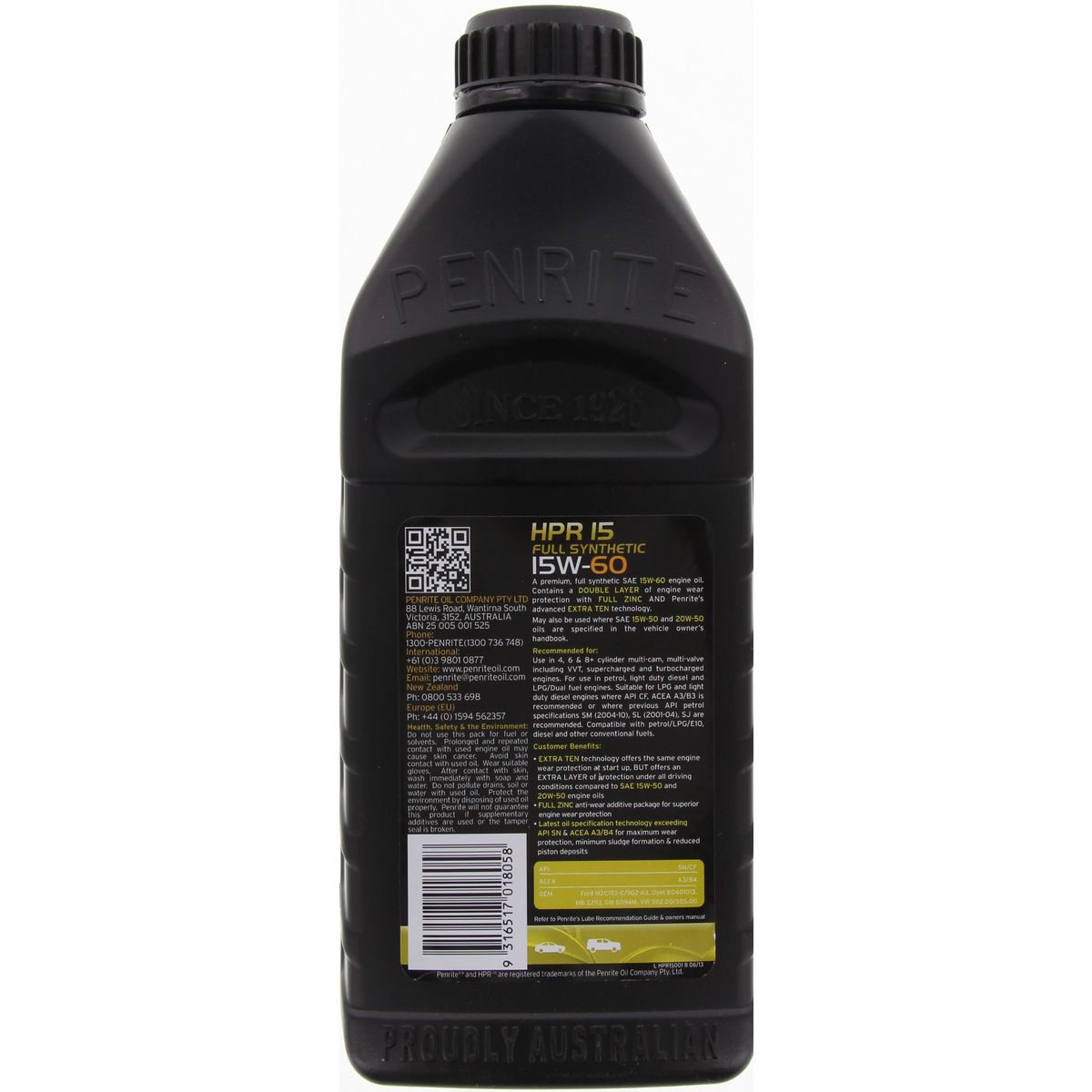 Penrite HPR 15 15W-60 Engine Oil 1L - HPR15001