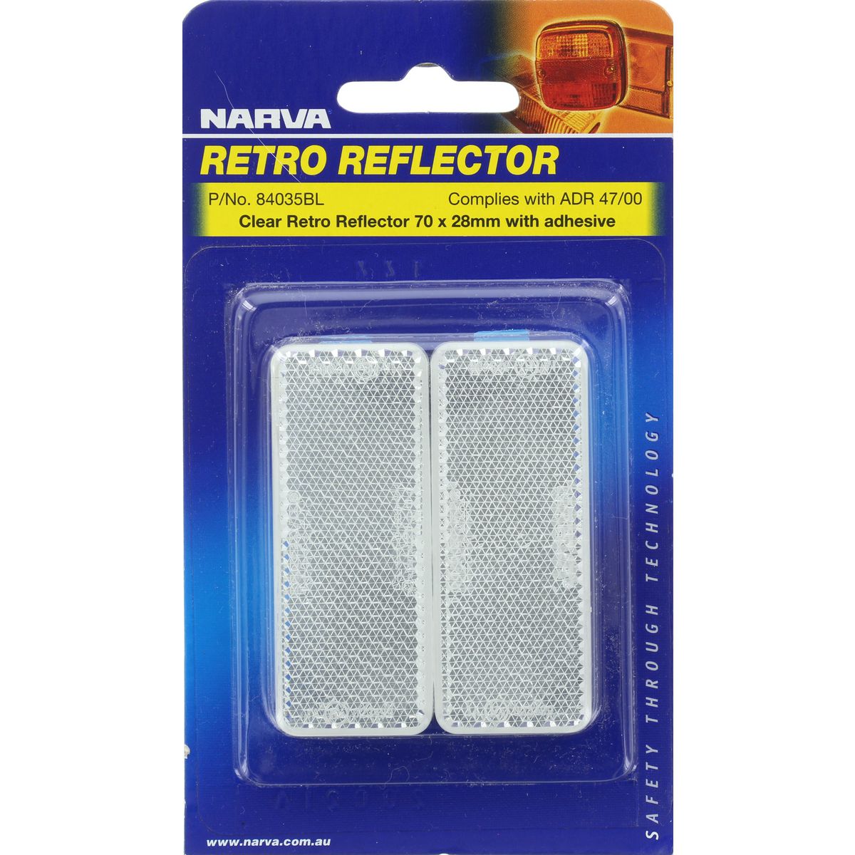 Narva Reflector Rectangle Clear 28 x 70mm 2 Pack - 84035BL