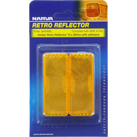 Narva Reflector Rectangle Amber 28 x 70mm 2 Pack - 84036BL