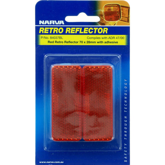 Narva Reflector Rectangle Red 28 x 70mm 2 Pack - 84037BL