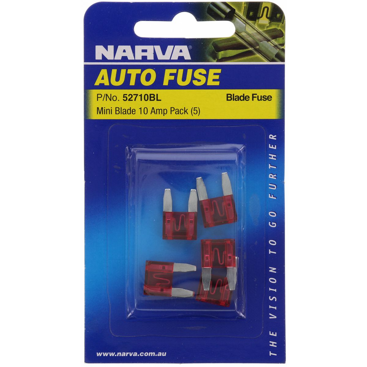 Narva Mini Blade Fuse 10A Red 5 Pack - 52710BL