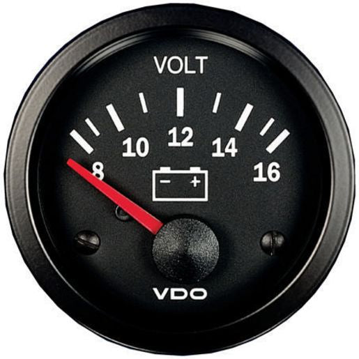 VDO Voltmeter 8 to 16V 52mm Round Analogue - 332010004