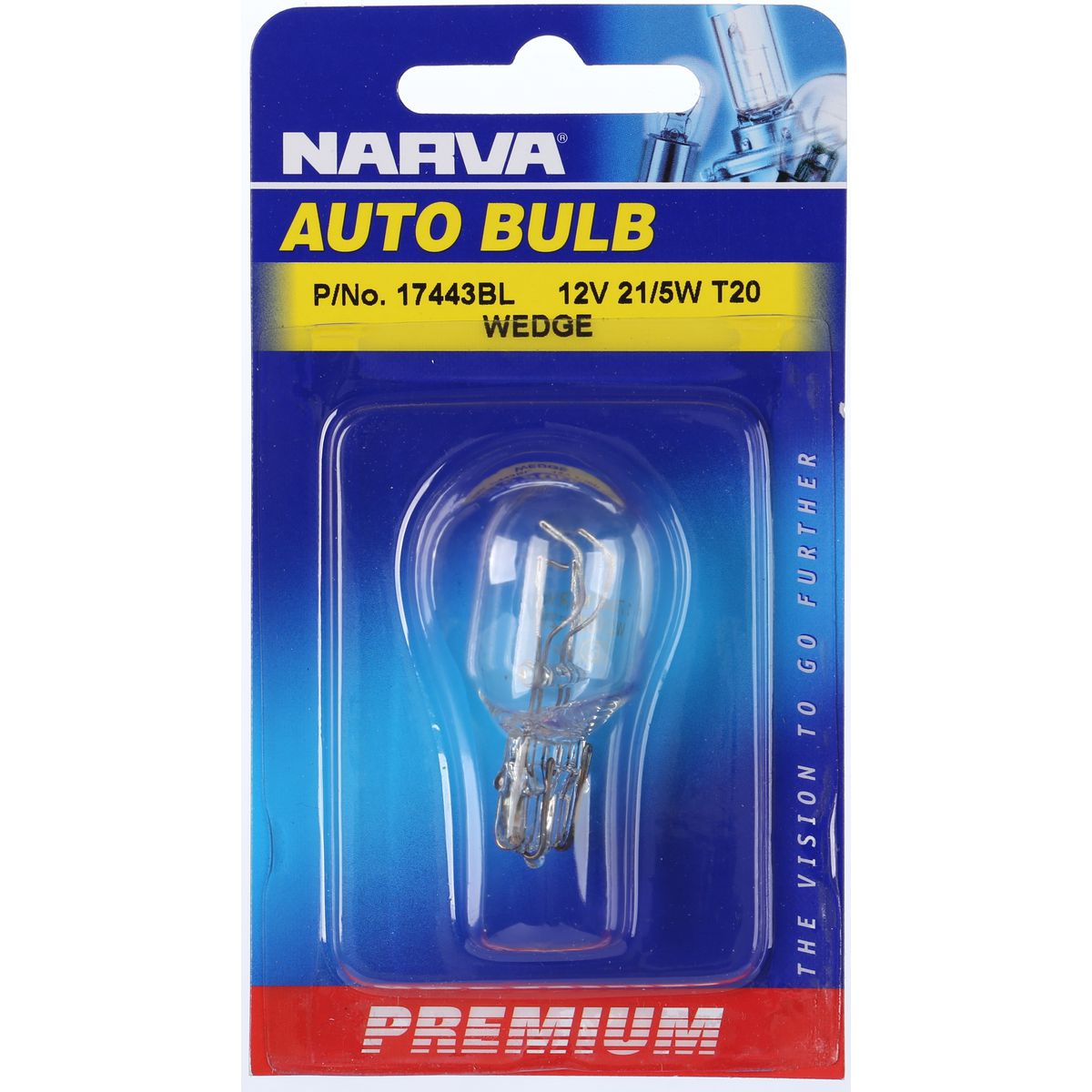 Narva W21/5W Wedge W3x16d Premium Globe 12V 21/5W - 17443BL
