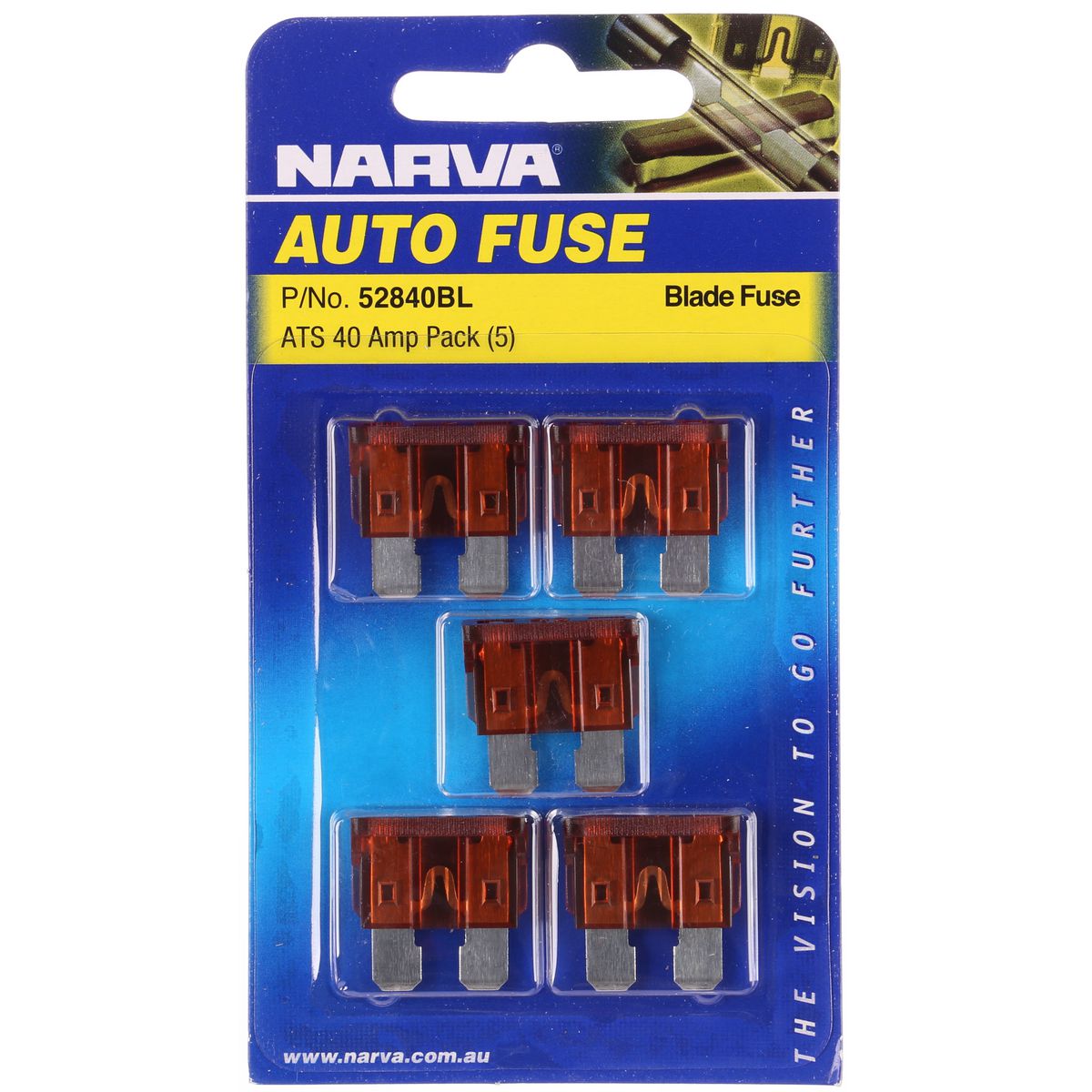 Narva Standard Blade Fuse 40A Orange 5 Pack - 52840BL