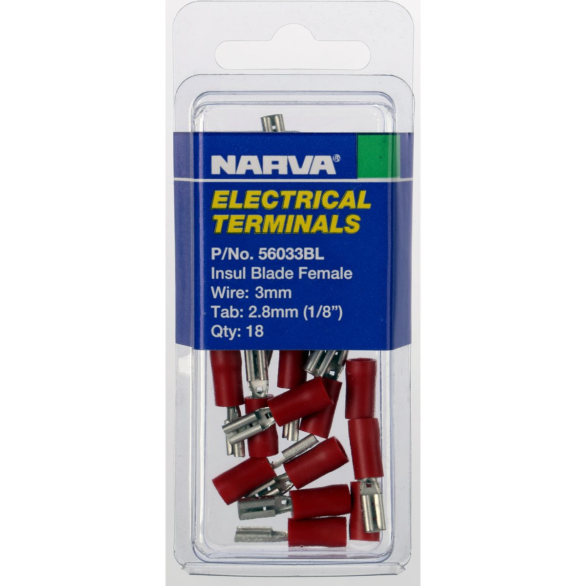 Narva Crimp Terminal Female Blade Red Insulated 3mm 18 Pce - 56033BL