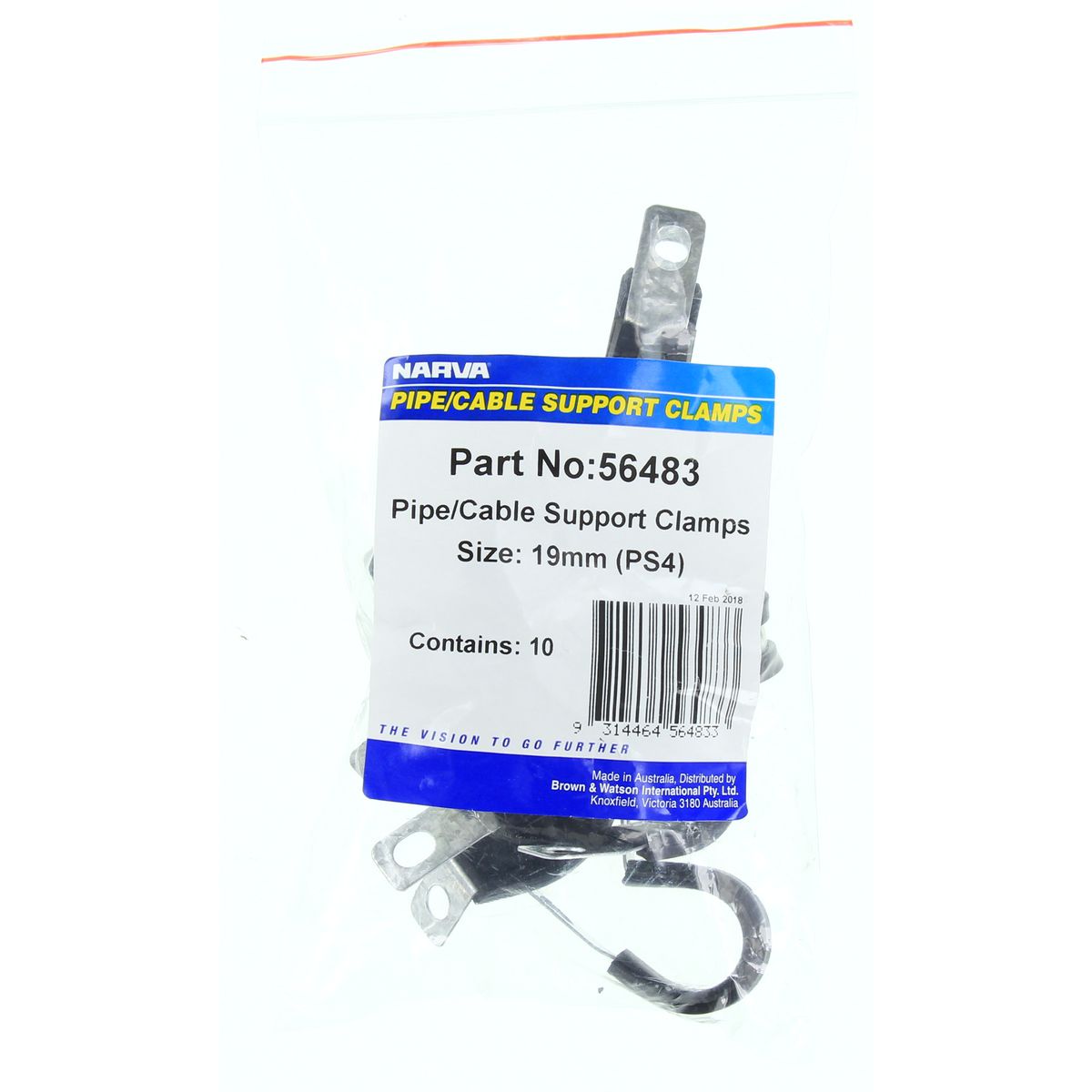 Narva Pipe Clamp 19mm Rubber & Steel - 56483