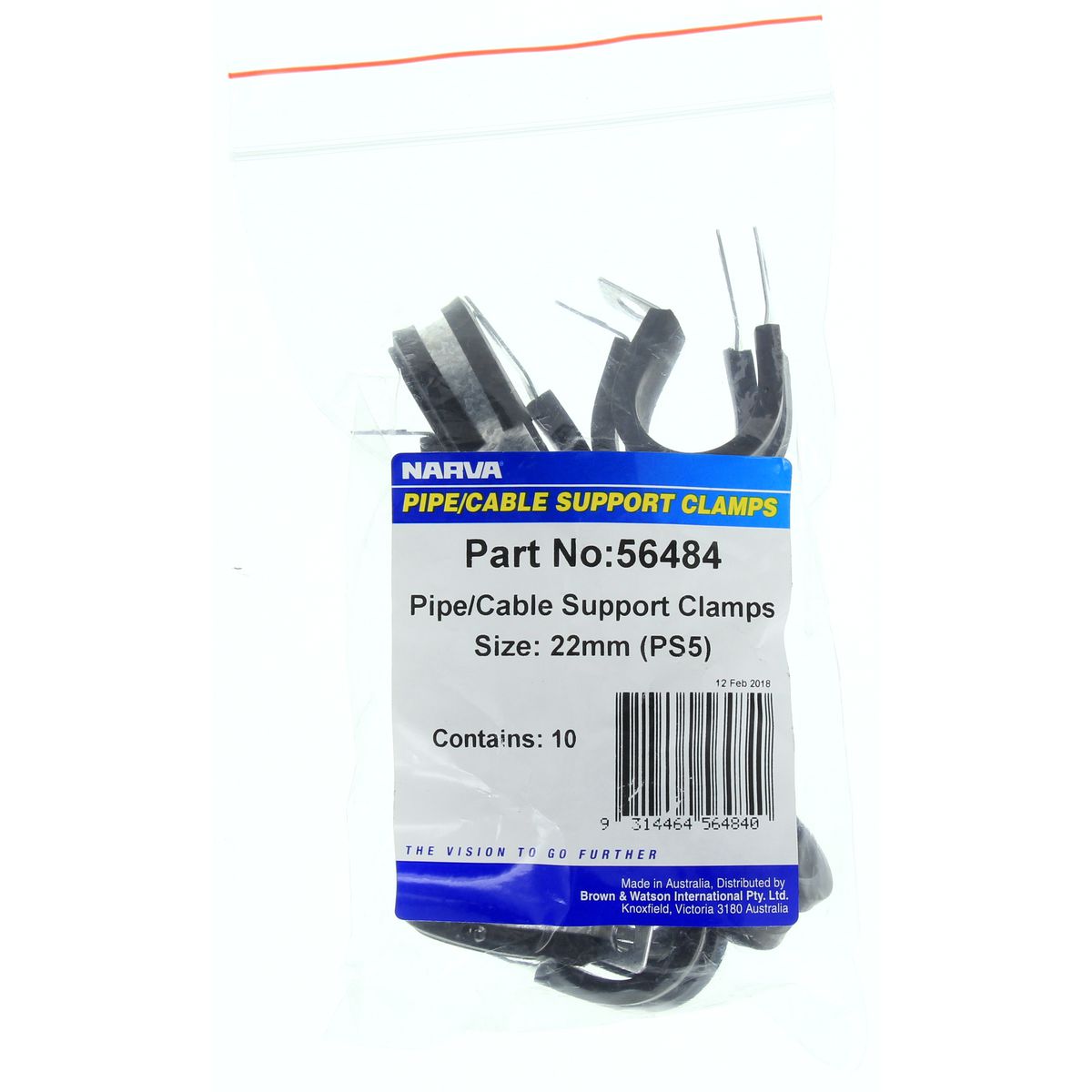 Narva Pipe Clamp 22mm Rubber & Steel - 56484