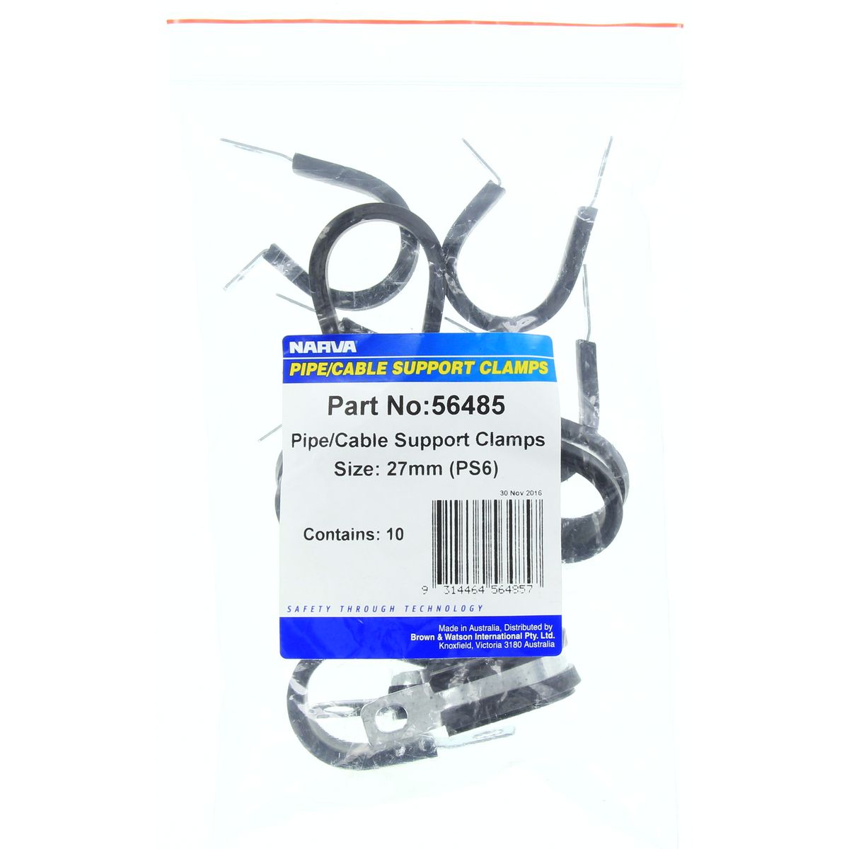 Narva Pipe Clamp 27mm Rubber & Steel - 56485