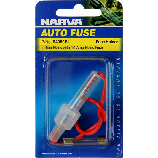 Narva In Line Glass Fuse Holder 3AG 1 Way 10A 1 Pack - 54380BL