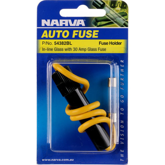 Narva In Line Glass Fuse Holder 3AG 1 Way 30A 1 Pack - 54382BL