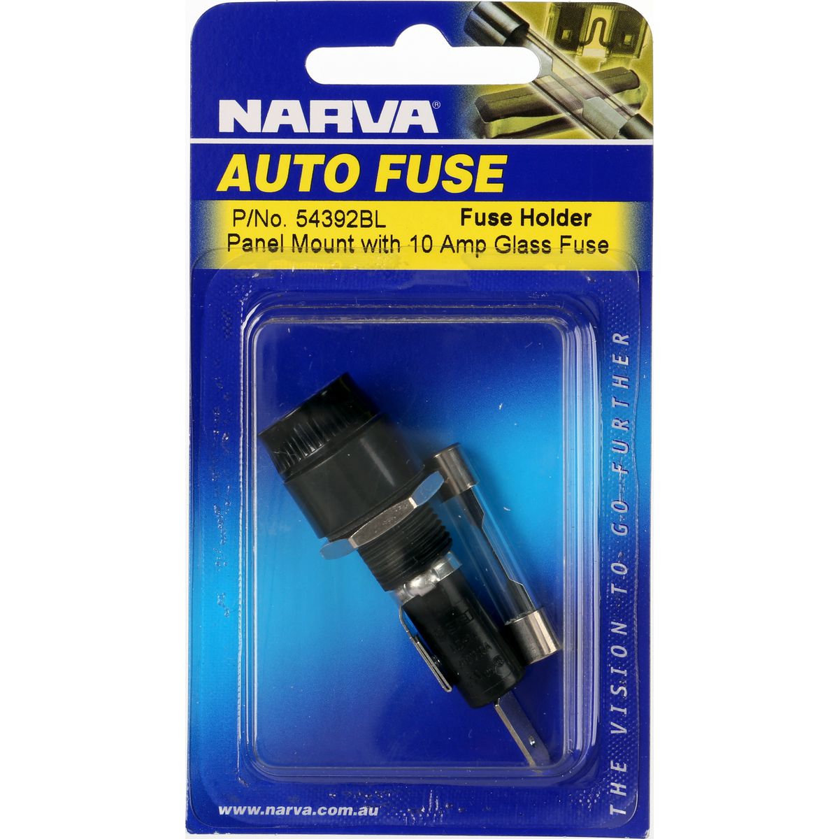 Narva Panel Mount Fuse Holder 3AG Glass 1 Way 10A 1 Pack - 54392BL