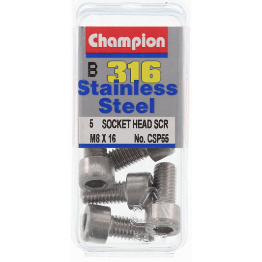 Champion Socket Head Cap Screw Stainless Steel M8x16mm 316/A4 - CSP55