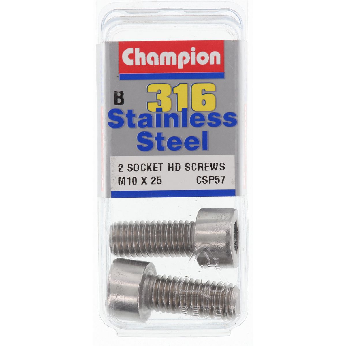 Champion Socket Head Cap Screw Stainless Steel M10x25M  316/A4 - CSP57