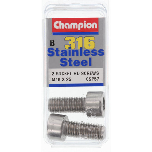 Champion Socket Head Cap Screw Stainless Steel M10x25M  316/A4 - CSP57