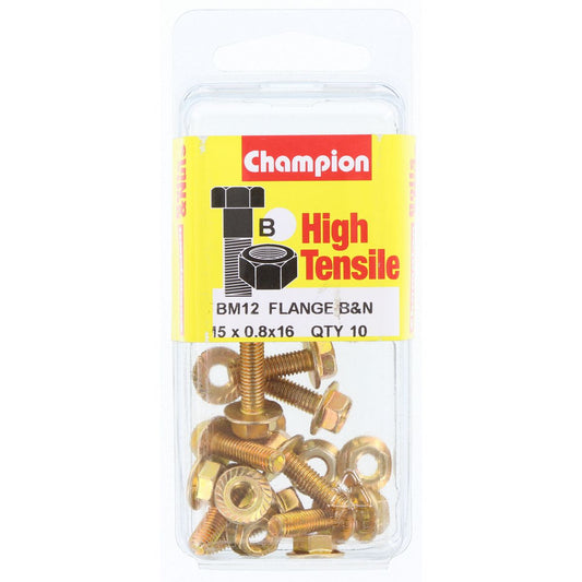 Champion Hex Set Screw & Nut High Tensile Flanged 8Af M5 x 16mm Grade 8.8 - FBM12