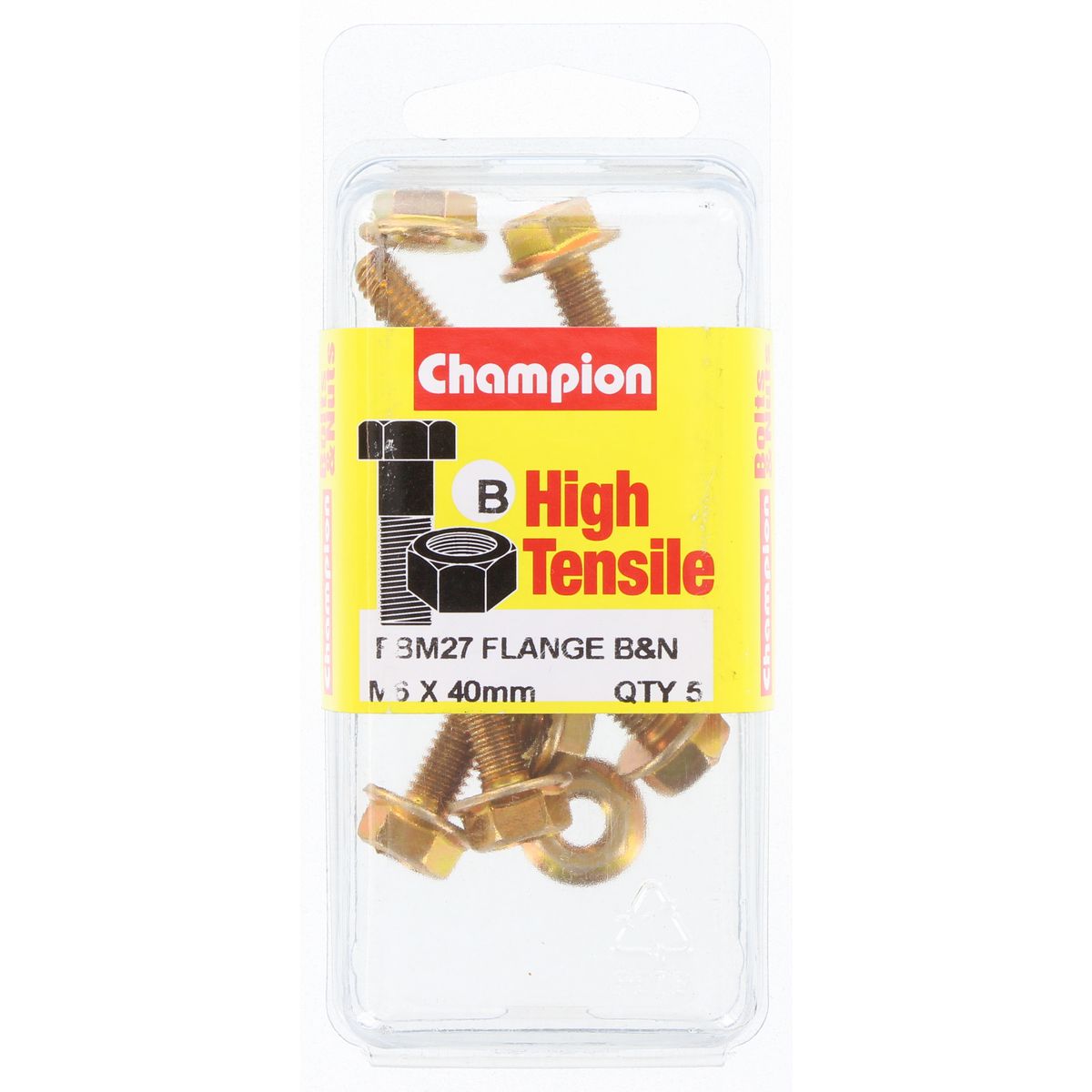 Champion Hex Set Screw & Nut High Tensile Flanged 10Af M6 x 40mm Grade 8.8 - FBM27