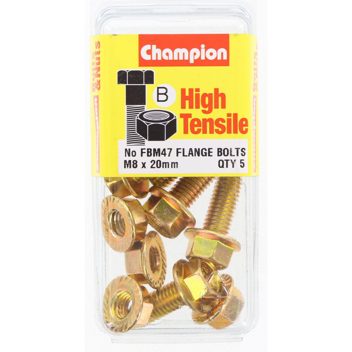 Champion Hex Set Screw & Nut High Tensile Flanged 12Af M8 x 20mm Grade 8.8 - FBM47