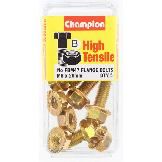 Champion Hex Set Screw & Nut High Tensile Flanged 12Af M8 x 20mm Grade 8.8 - FBM47
