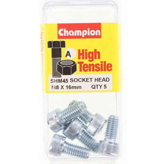 Champion Socket Head Cap Screw High Tensile M8 x 16mm Zinc Plated - SHM45