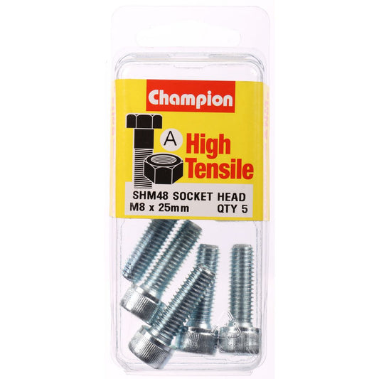 Champion Socket Head Cap Screw High Tensile M8 x 25mm Zinc Plated - SHM48