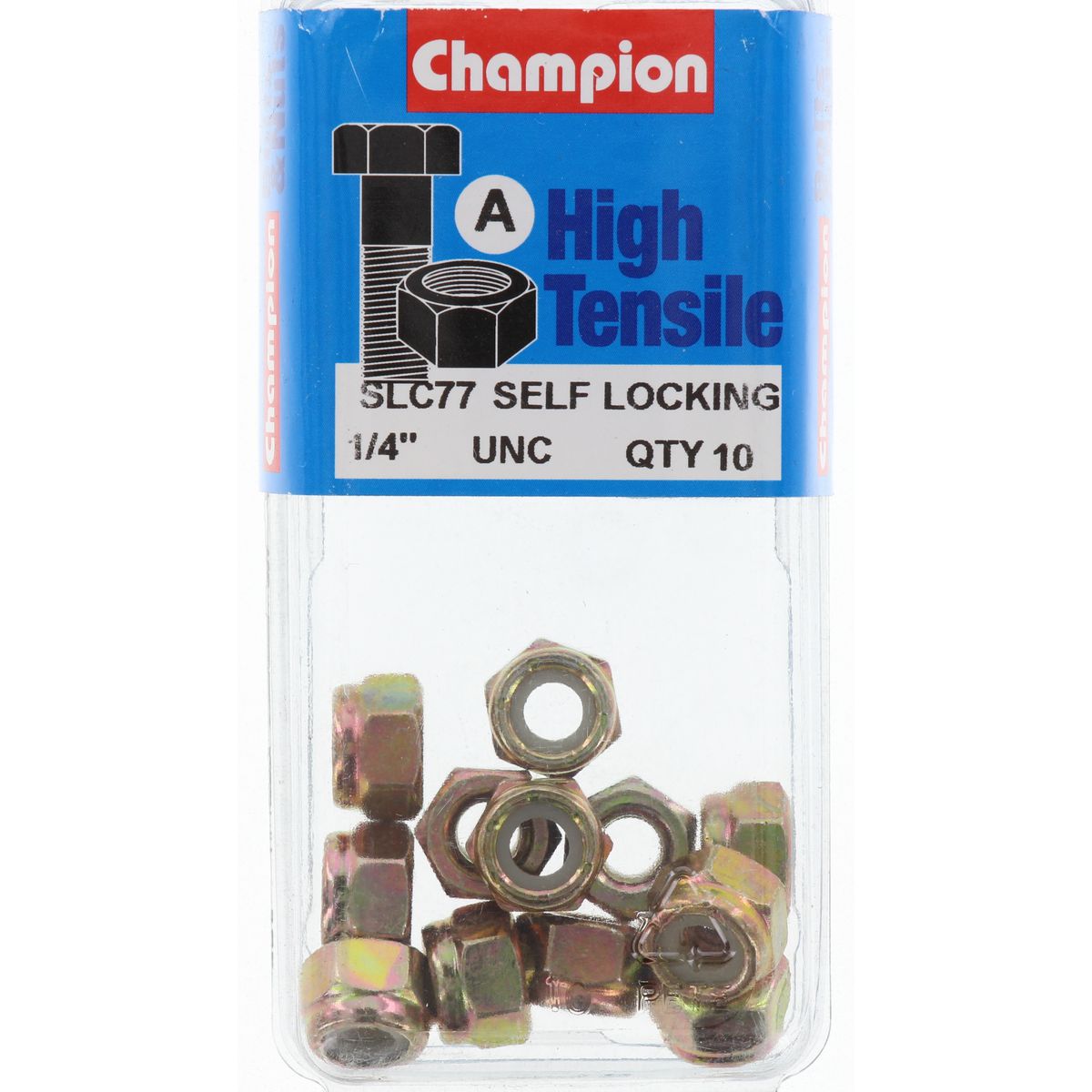 Champion Hex Nut Self Locking Nylon Insert  1/4in UNC - SLC77