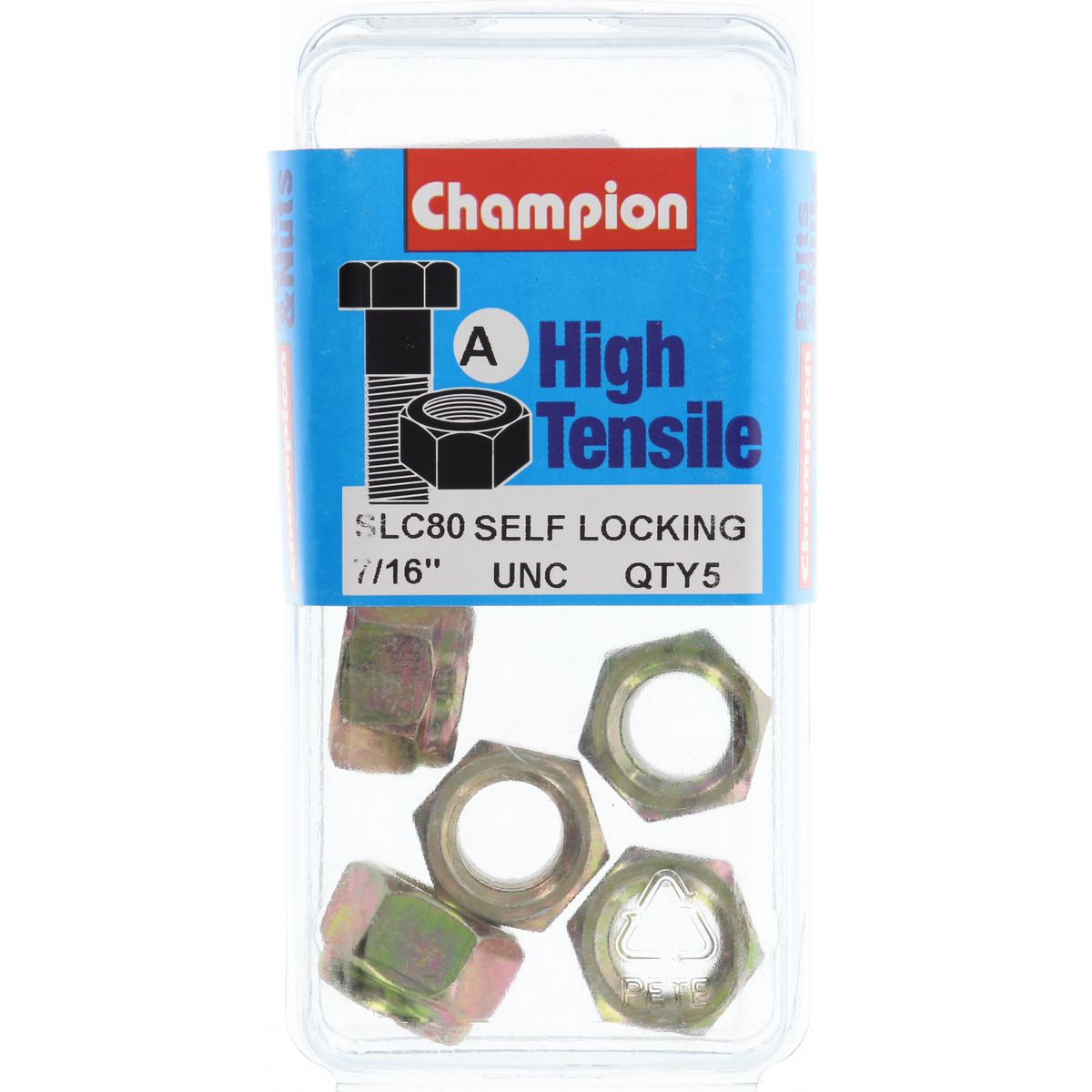 Champion Hex Nut Self Locking Nylon Insert 7/16in UNC - SLC80