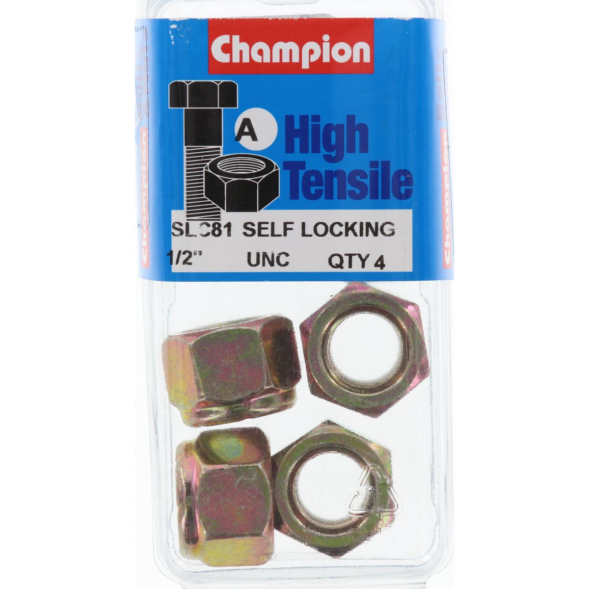 Champion Hex Nut Self Locking Nylon Insert 1/2in UNC - SLC81