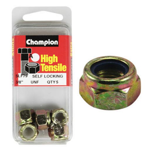 Champion Hex Nut Self Locking Nylon Insert 3/8in UNF - SLF79
