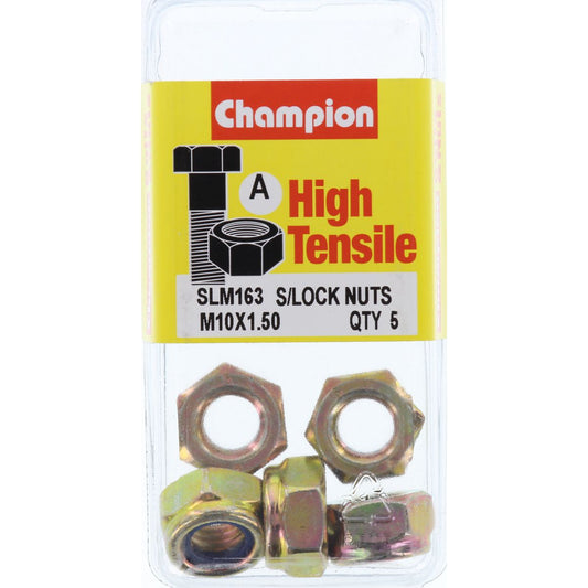 Champion Hex Nut Self Locking Nylon Insert M10 x 1.5mm - SLM163