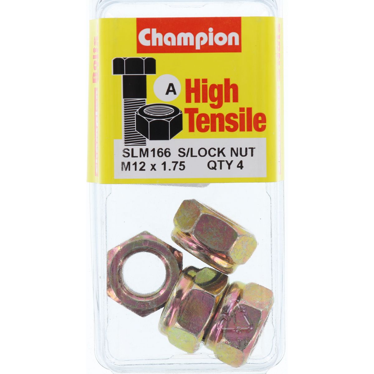 Champion Hex Nut Self Locking Nylon Insert M12 x 1.75mm - SLM166