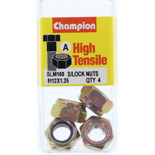 Champion Hex Nut Self Locking Nylon Insert M12 x 1.25mm - SLM168