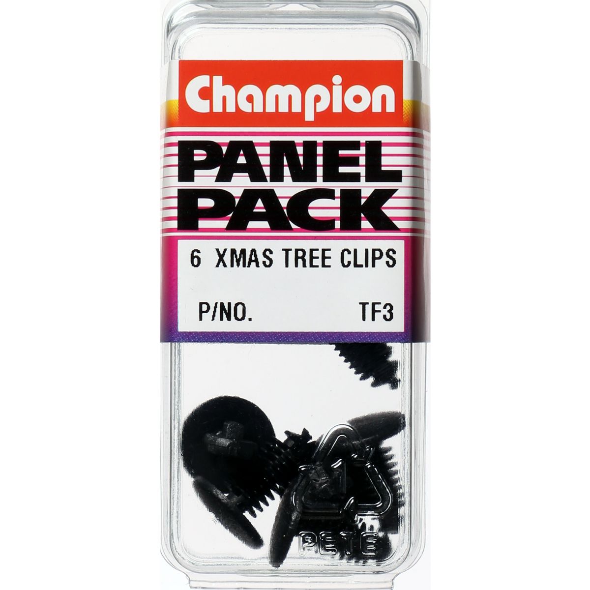 Champion Xmas Tree Clip  Black Len: 17.2mm Stem Dia: 6.4mm Head: 14mm - TF3